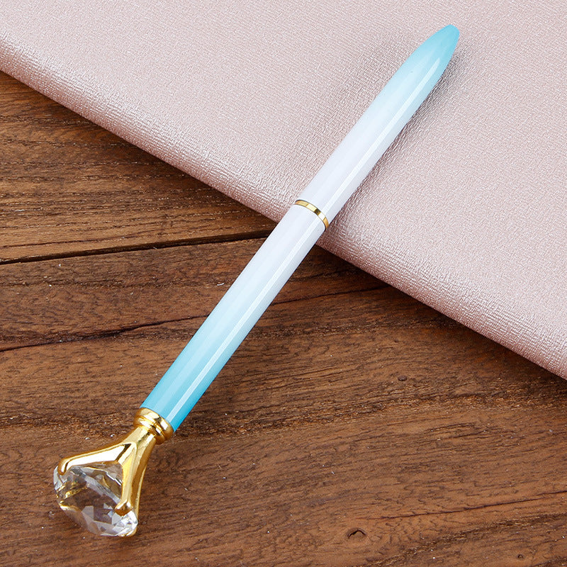 Metal Ballpoint Pen Gradient blue Big drill pen 1.0