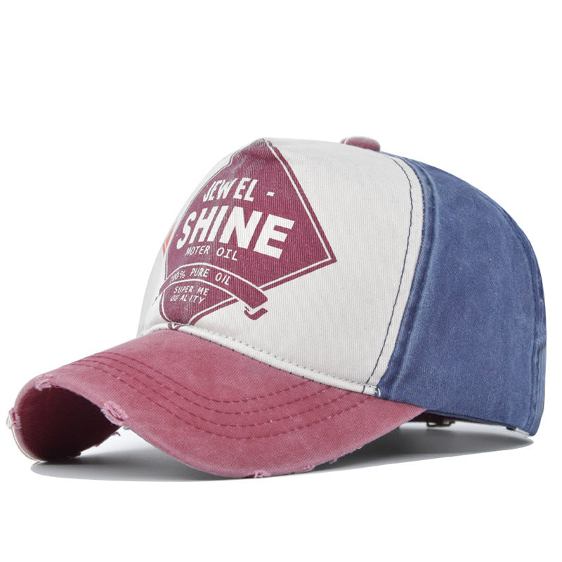 Retro Contrast Color Baseball Cap Wine Red adjustable