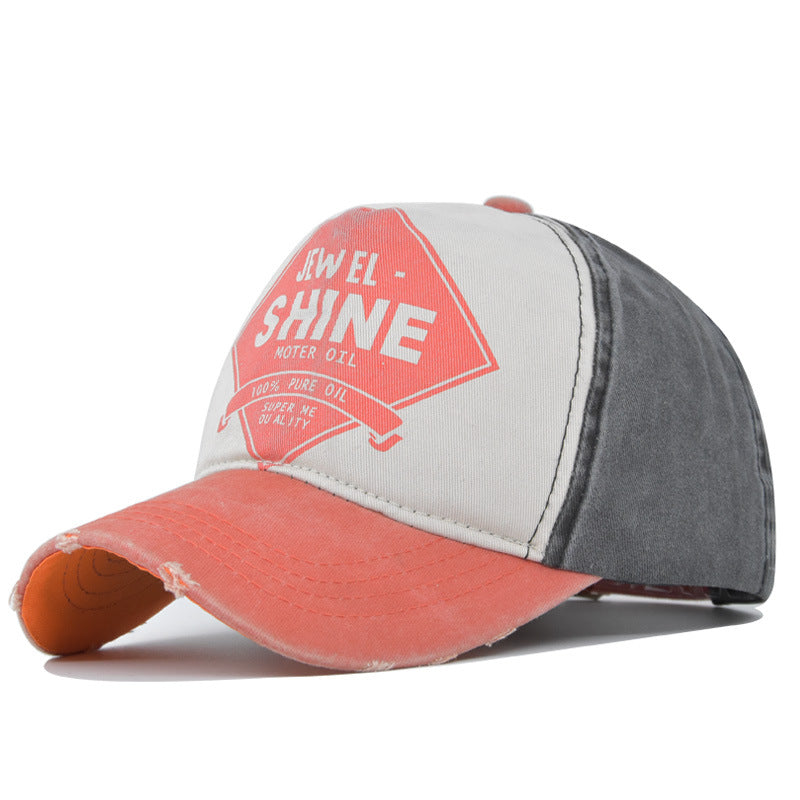 Retro Contrast Color Baseball Cap Orange adjustable