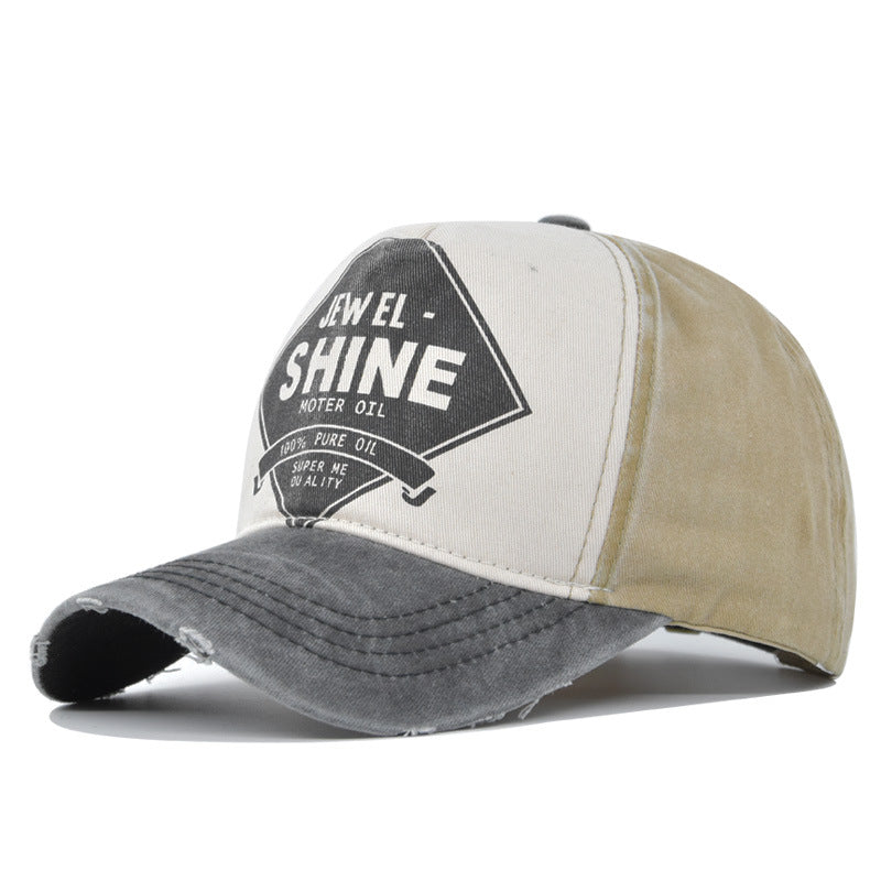 Retro Contrast Color Baseball Cap Black green adjustable
