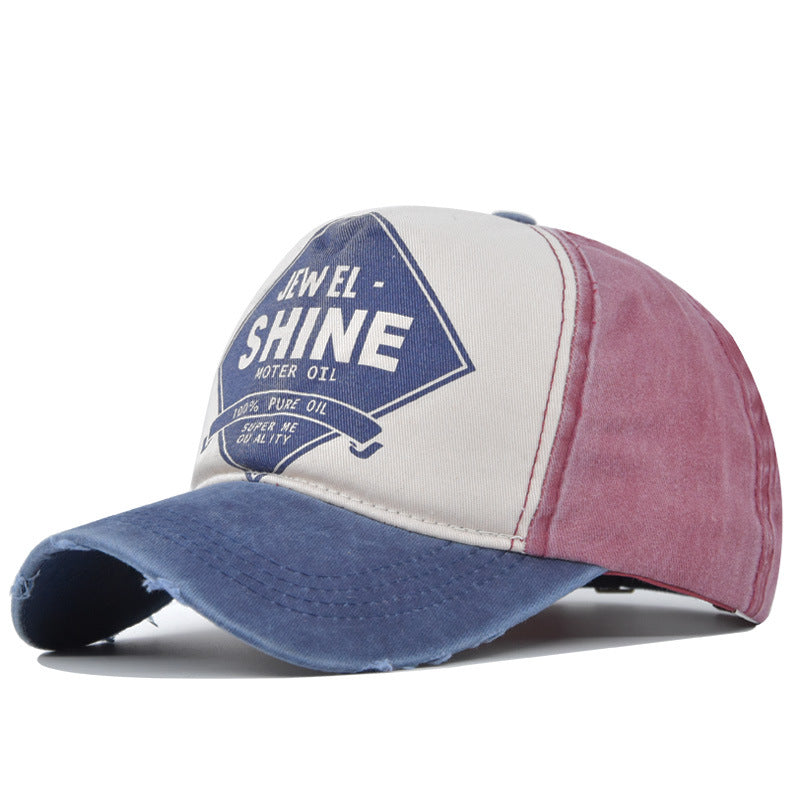 Retro Contrast Color Baseball Cap Navy Blue adjustable