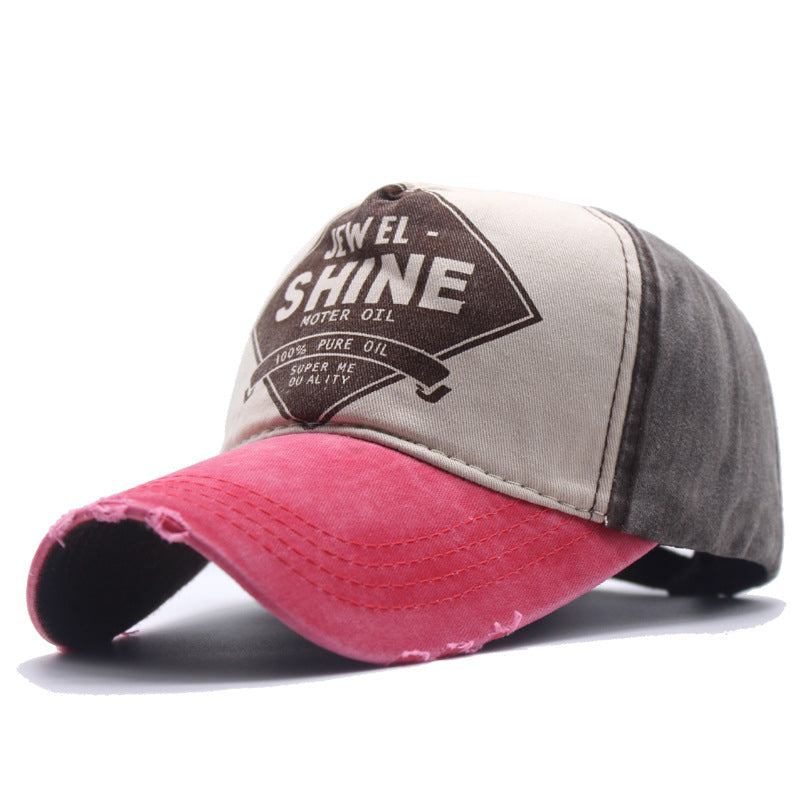 Retro Contrast Color Baseball Cap Red adjustable