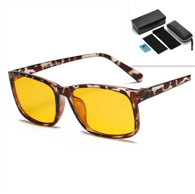 Anti-blue glasses student glasses Leopard Yellow pack set