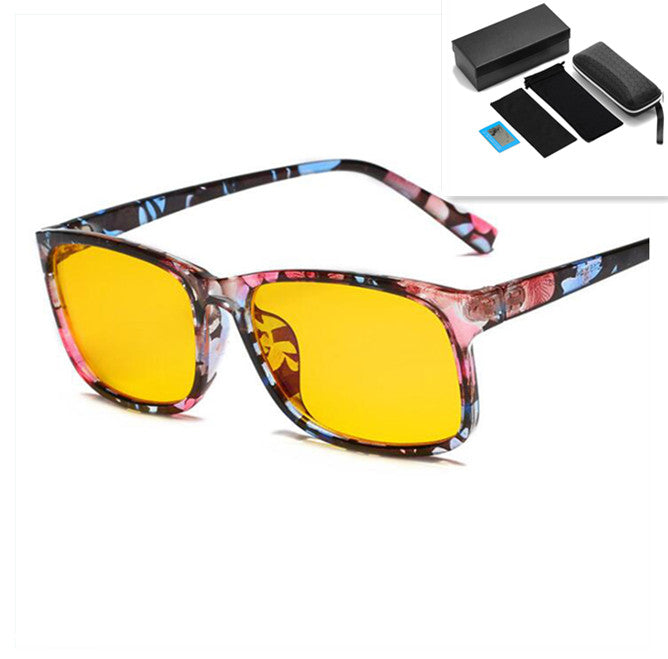 Anti-blue glasses student glasses Floral Yellow pack set