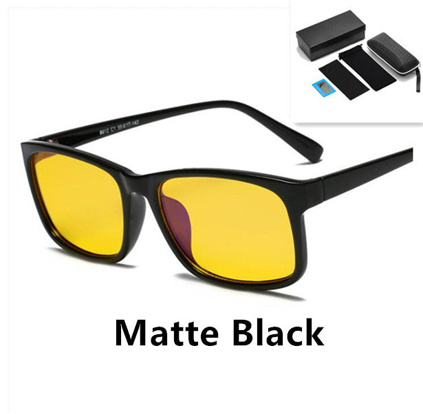 Anti-blue glasses student glasses Matte Black Yellow pack set