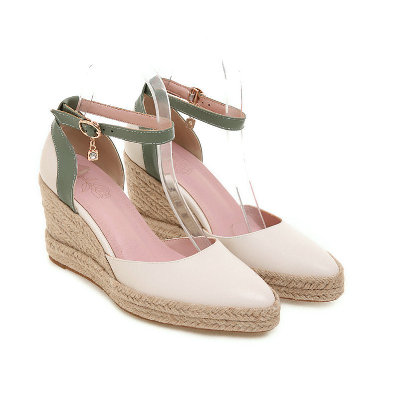 Pumps Shoes Dorsay Wedge Espadrille Ankle Strap