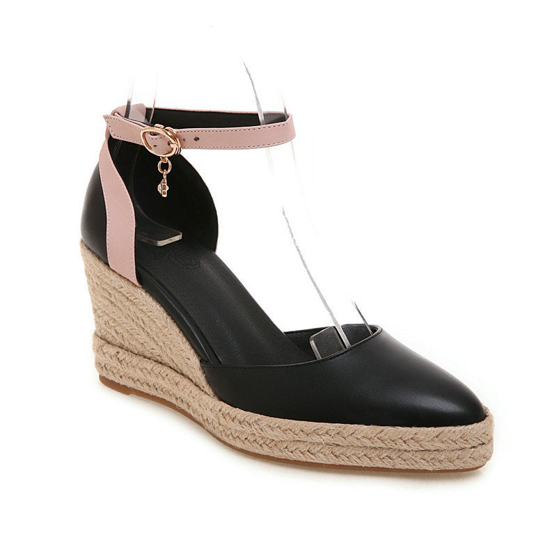 Pumps Shoes Dorsay Wedge Espadrille Ankle Strap