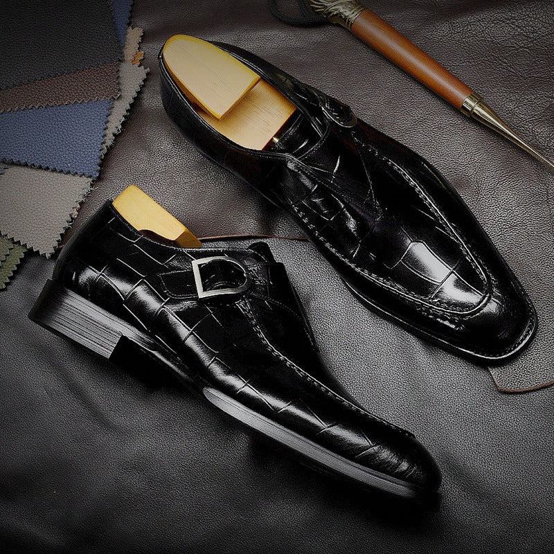 ClassicPattern Business Flat Shoes Men Designer Formal Dress Leather Shoes Mens Loafers Valentine Gifts Shoes Black