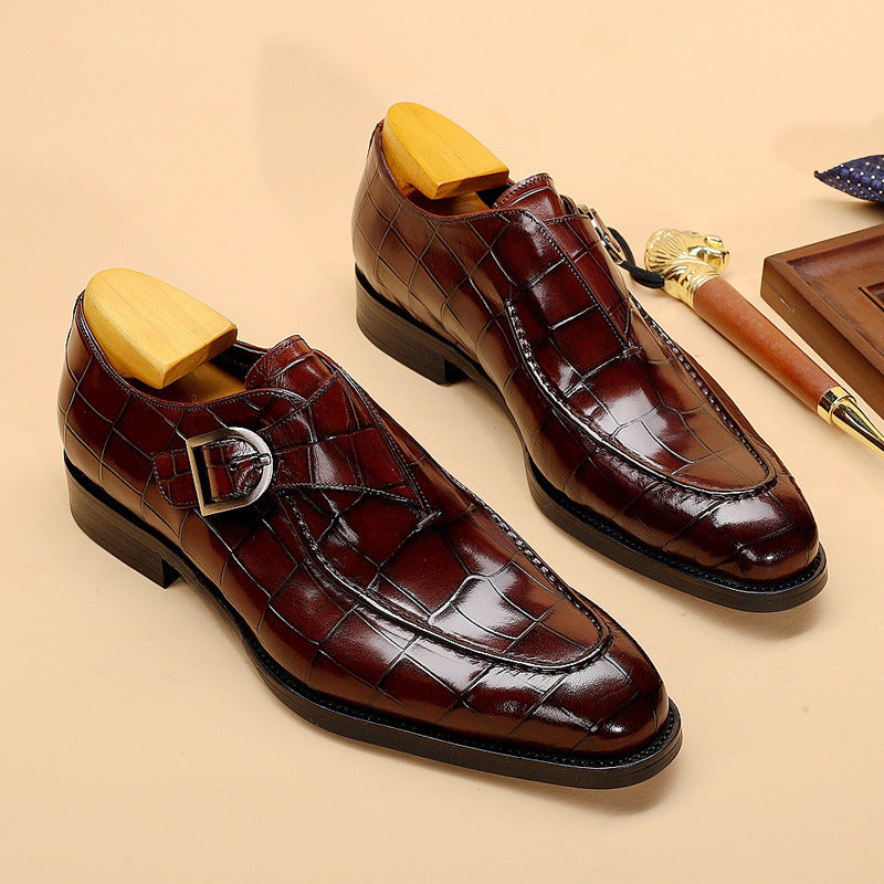 ClassicPattern Business Flat Shoes Men Designer Formal Dress Leather Shoes Mens Loafers Valentine Gifts Shoes Wine Red