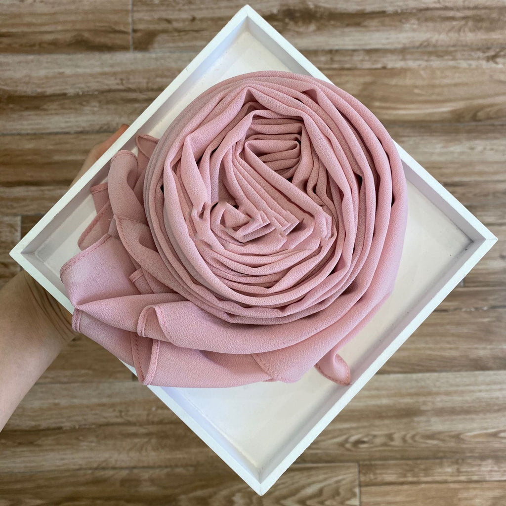 Women's Hijab Solid Pearl Chiffon Scarf Lavender pink