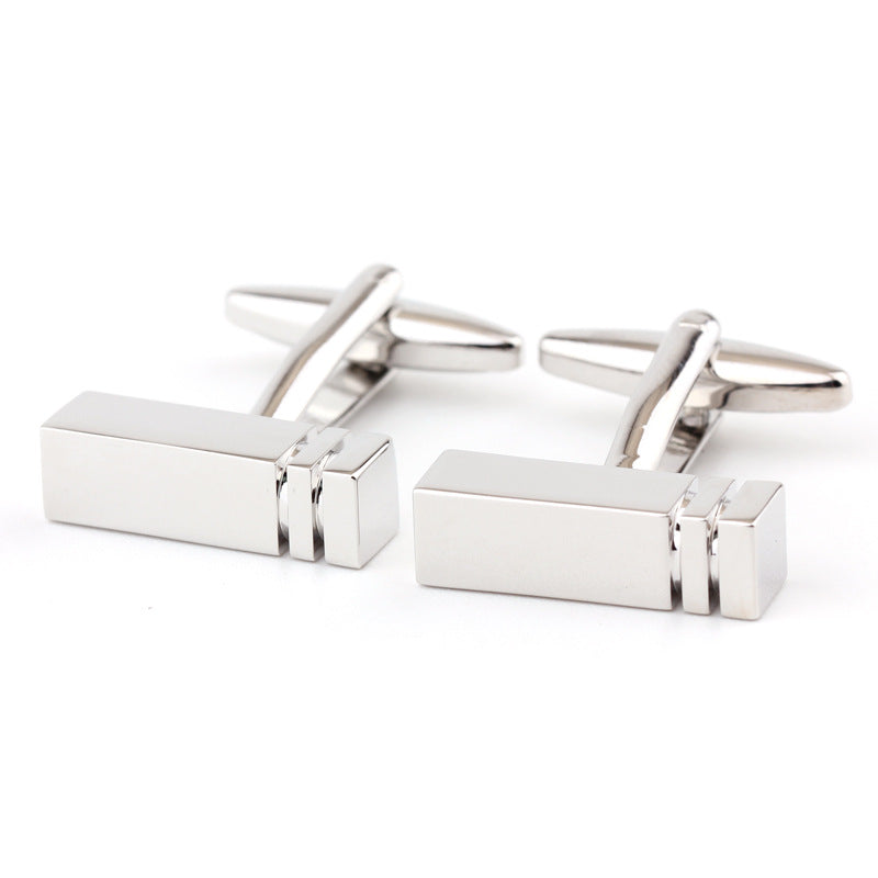Rectangular Glossy Metal Cufflinks French Cuff French Shirt Men Women Cufflink 3055 Rectangle K5