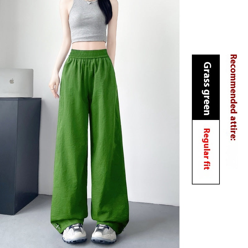 Cotton-like Wide-leg Sunscreen Pants Grass Green Regular H17642