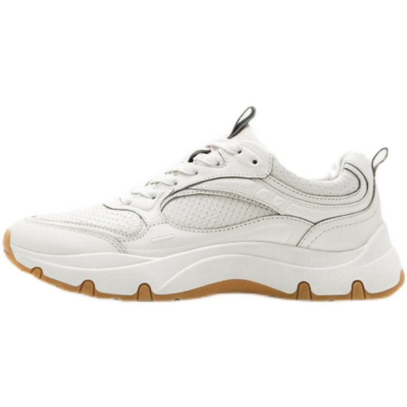 Cowhide Casual Round Toe Sneakers