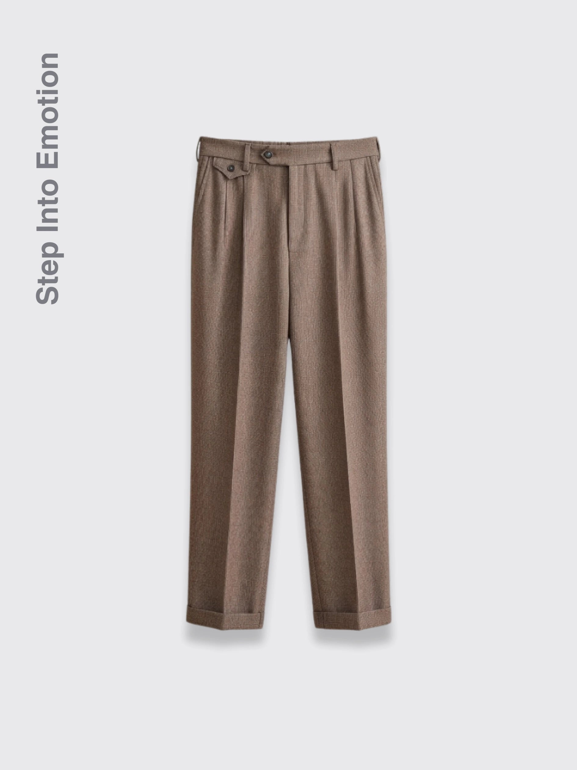 Houndstooth Wool Suit Pants For Men