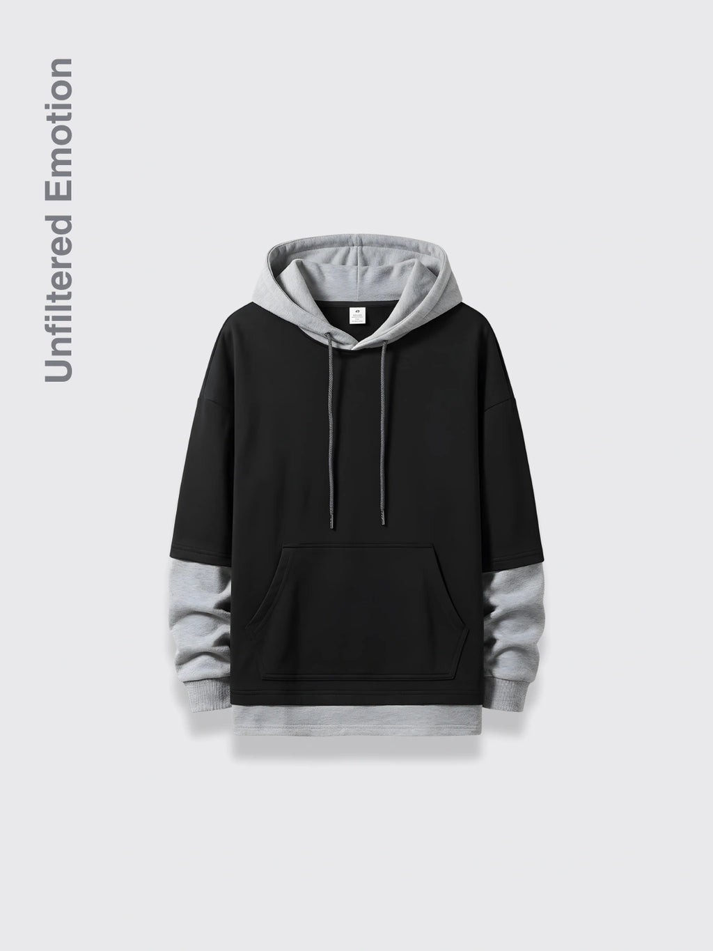 Two false hoodies with a loose hoodie Black 3XL
