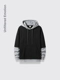 Two false hoodies with a loose hoodie Black 3XL
