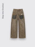 Loose-fit Wide-leg Pants With A Curved Hem Khaki 2XL