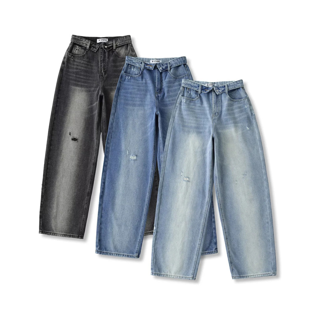 Wide-leg Pants With A Curled Hem