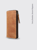 Leather Belt Zipper Wallet Light Brown Crazy Horse