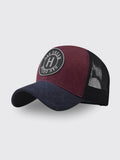 Embroidered Baseball Washed Old Peaked Cap H Wine Red Adjustable