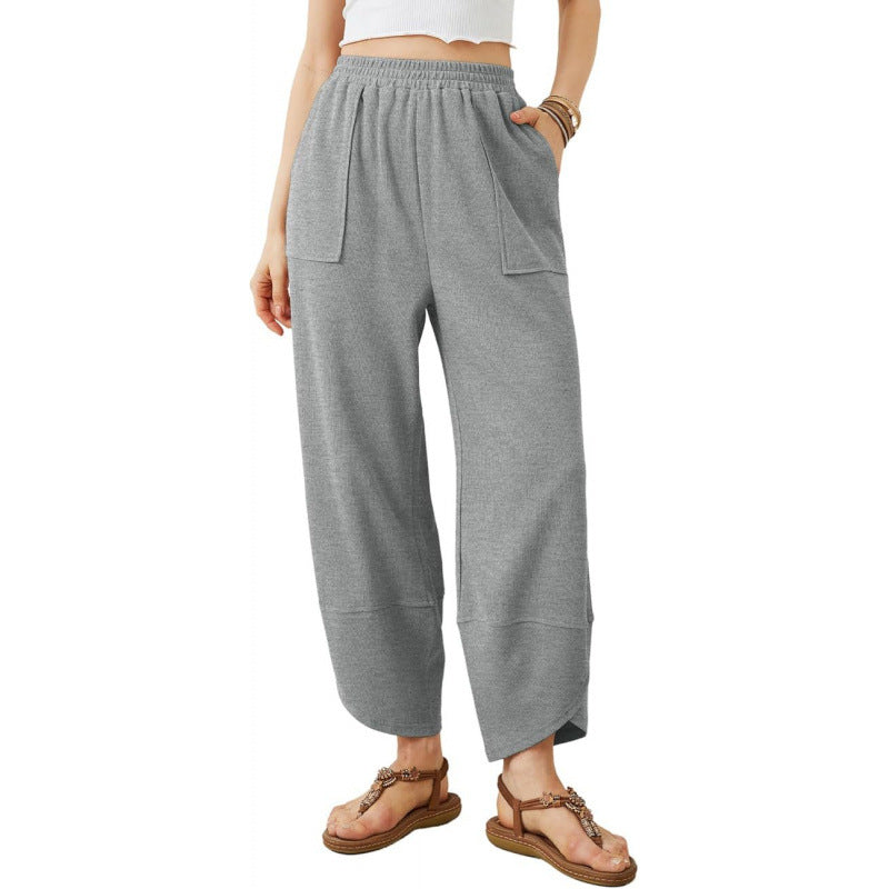 Cropped Pants Light Gray