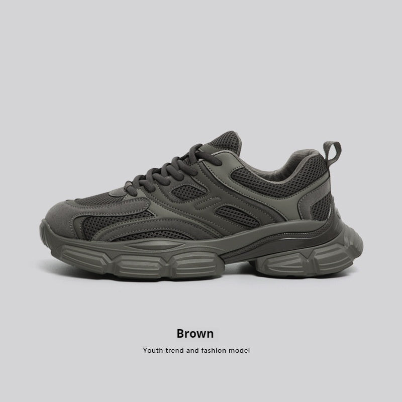Mesh Casual Versatile Platform Brown Men's