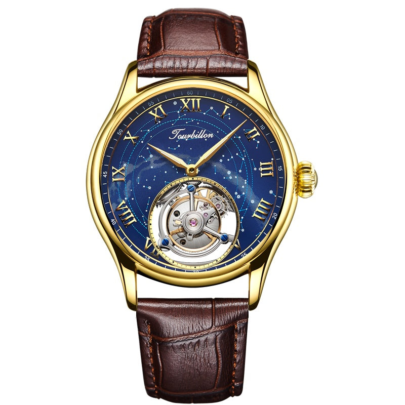 Star Tourbillon Mechanical Watch Brown gold