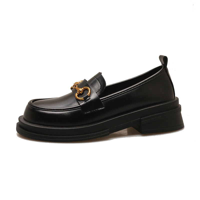 Metal Buckle All-match Soft Thin Loafer
