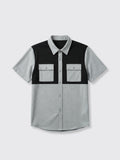 Waffle-Weave Lapel Casual Shirt Gray