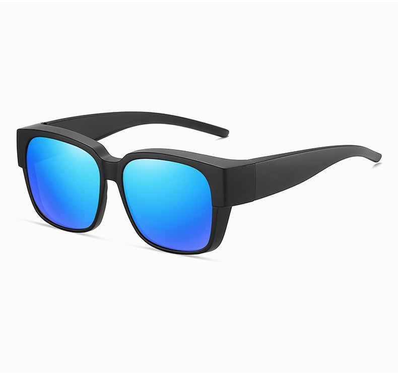 Blue-lens Sun Visor Sunglasses For Outdoor Driving Bright Black Frame