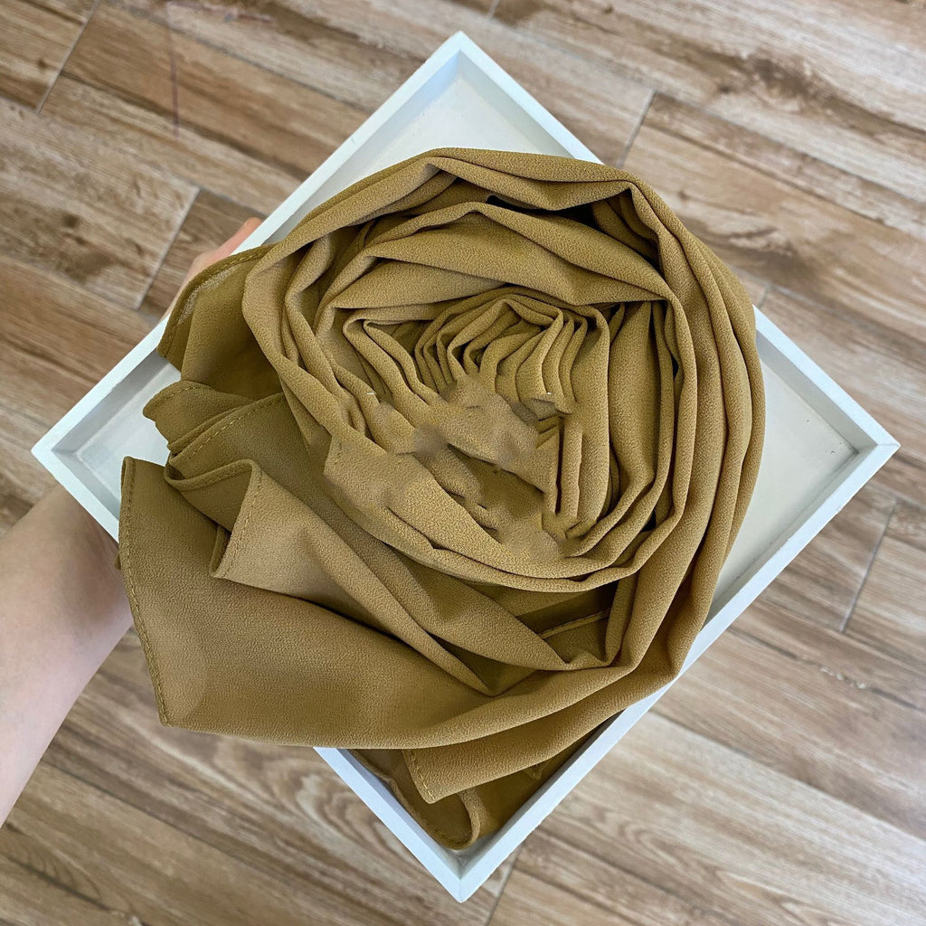 Women's Hijab Solid Pearl Chiffon Scarf Mulberry brown