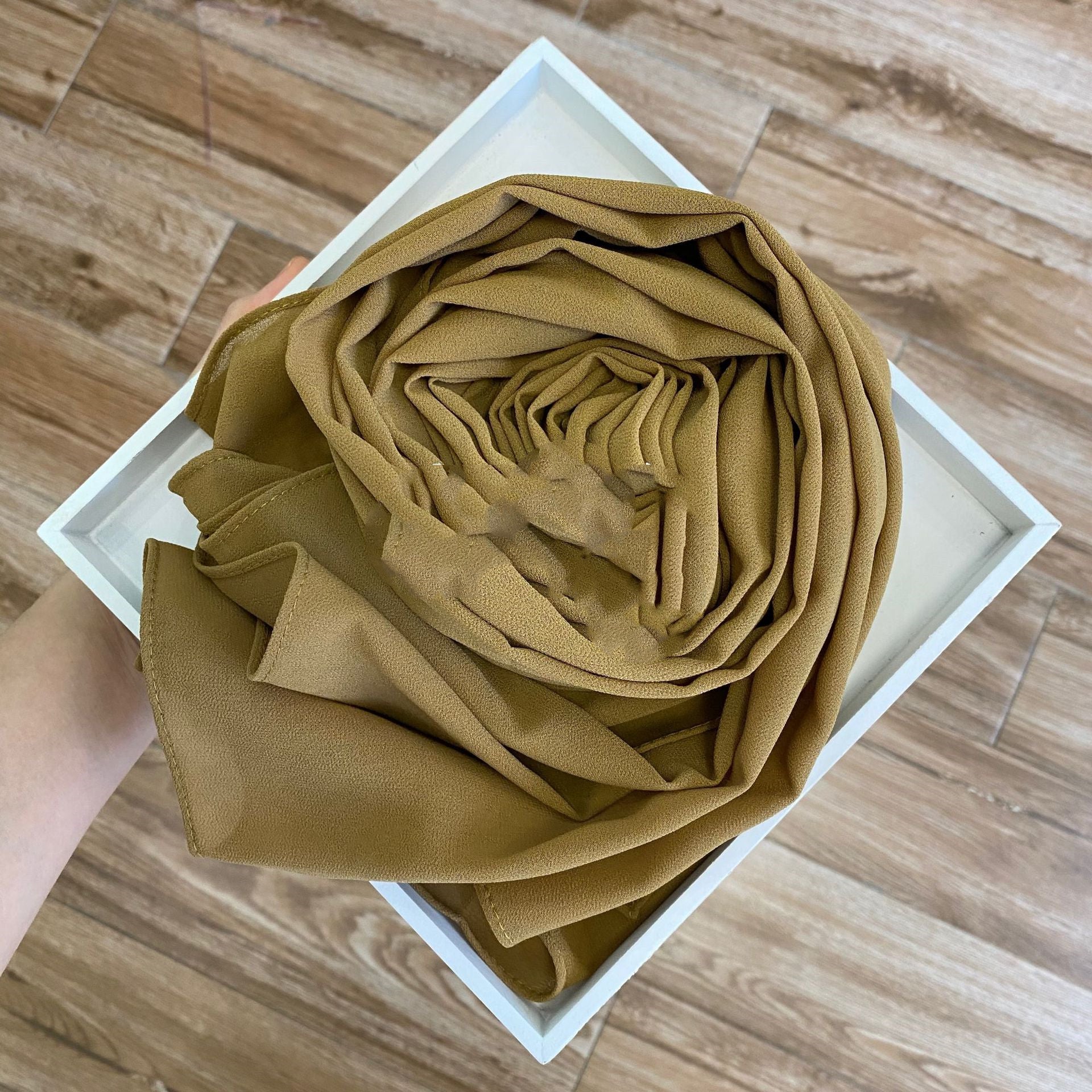 Women's Hijab Solid Pearl Chiffon Scarf Mulberry brown