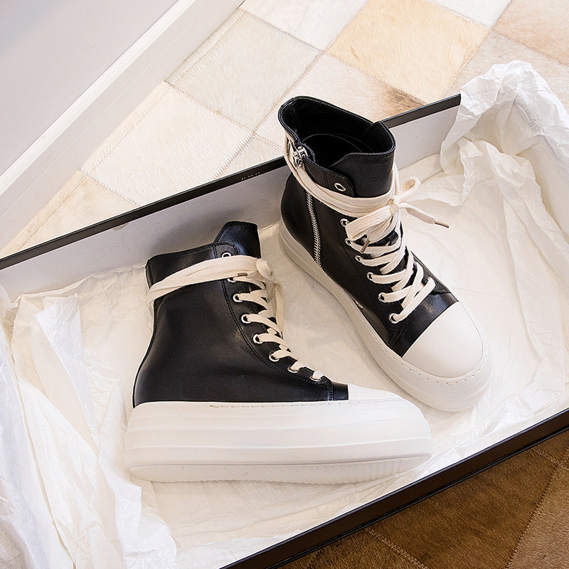 Platform High Top Side Zip Canvas Sneakers