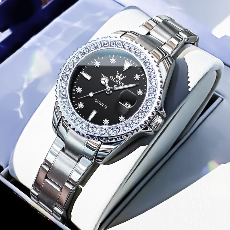 Stylish Business Quartz Womens Watch Steel Belt Black