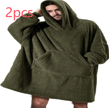 Hoodie Sweatshirt With Big Pocket Wearable Blanket