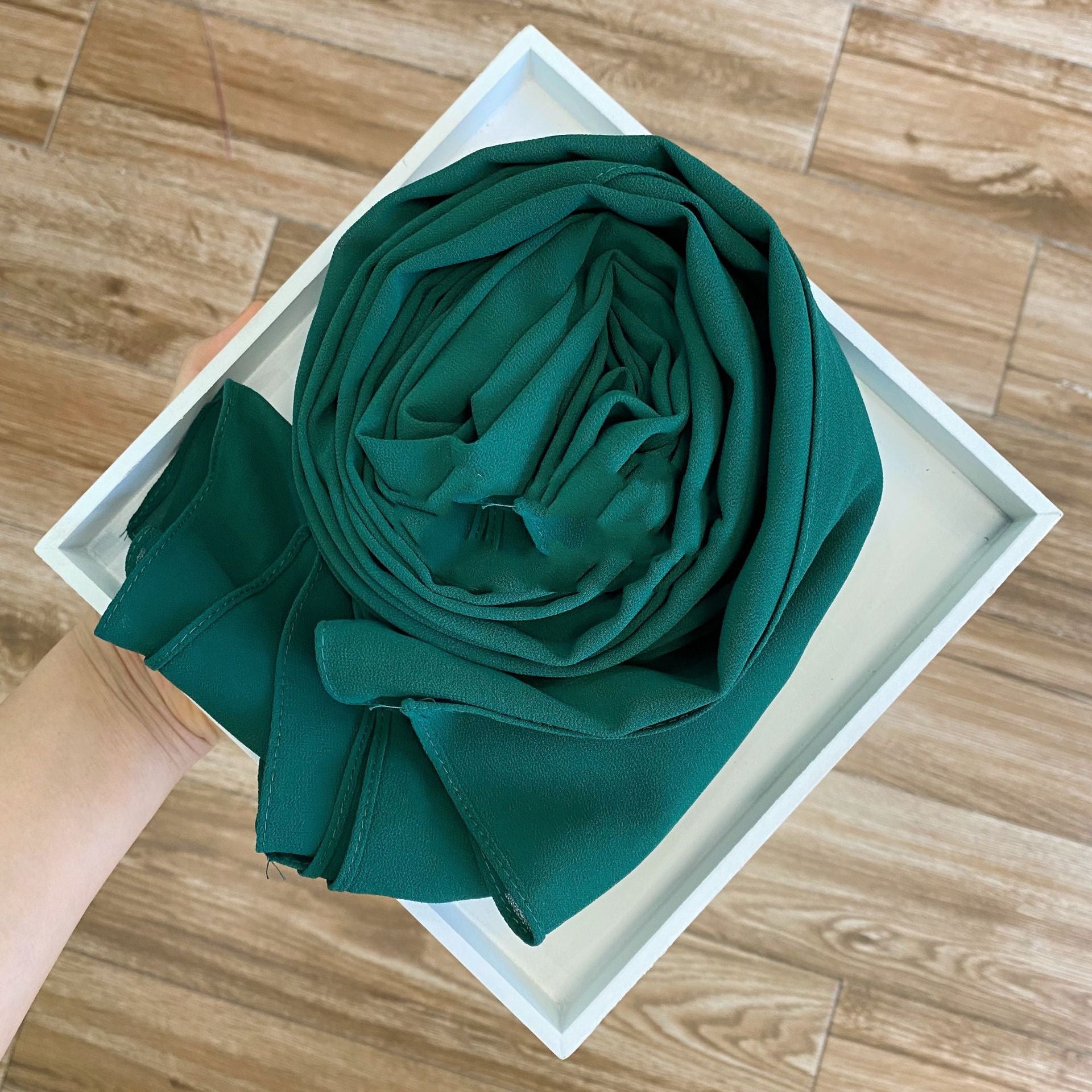 Women's Hijab Solid Pearl Chiffon Scarf Moss green