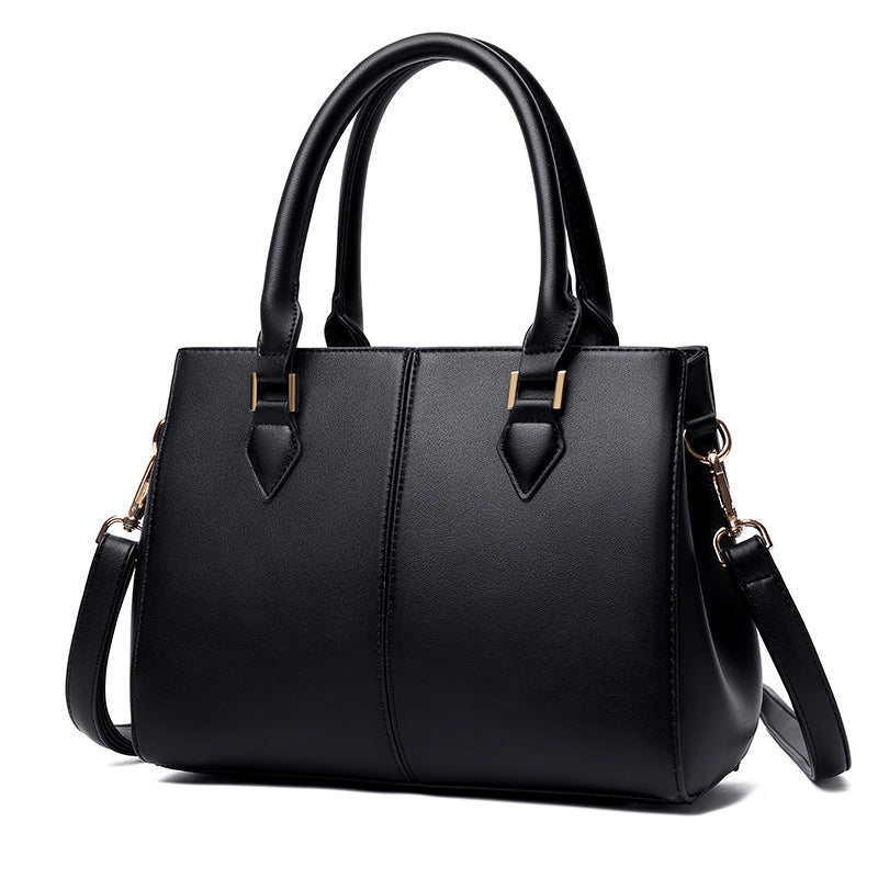 Commuter Soft Leather Large-Capacity Crossbody Shoulder Bag Black