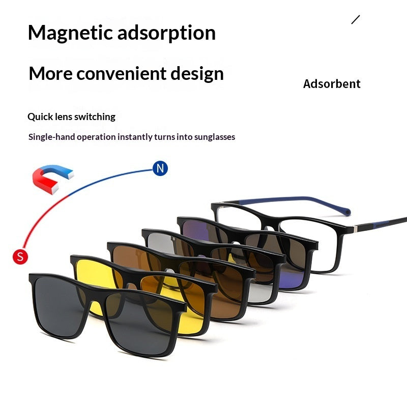 Magnetic Glasses For Men And Women Myopia Frame With 5-in-1 Polarized Lenses
