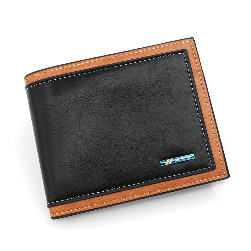 Fashion Simple Men's Stitching Short Wallet 2420 1 Black