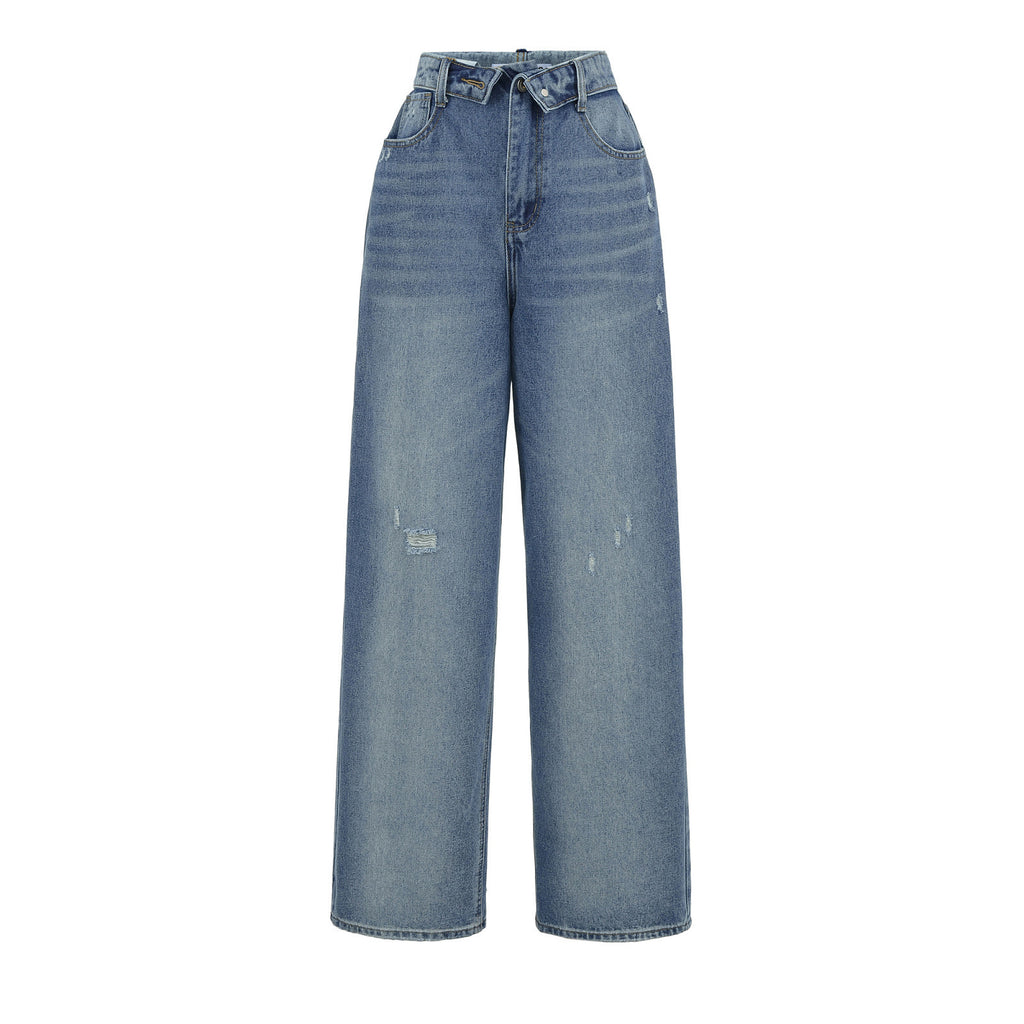 Wide-leg Pants With A Curled Hem