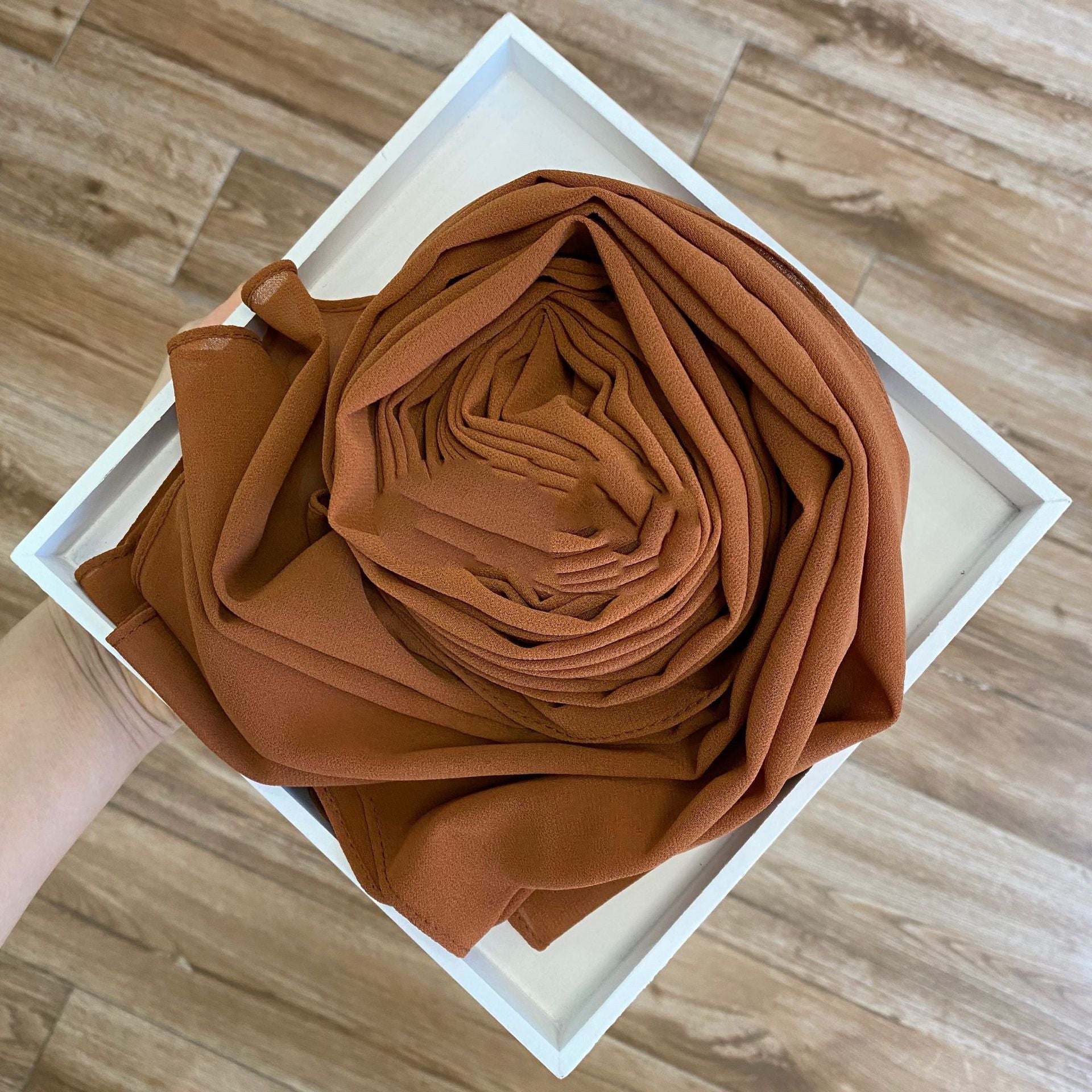 Women's Hijab Solid Pearl Chiffon Scarf Orange brown