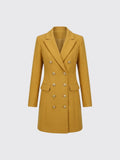 Woolen Lapel Jacket With Double-breasted Yellow 3XL