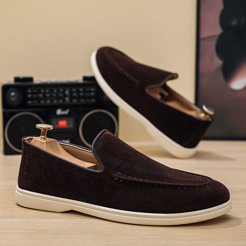 Flat-bottomed Slip-on Casual Shoes Brown