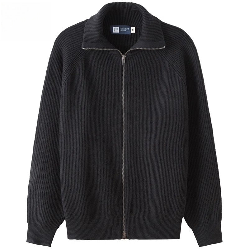 Zip-up Knit Cardigan Turtleneck Sweater