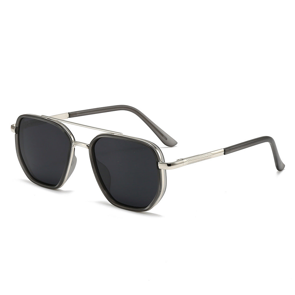 New UV-Protective Chanel-Style Metal Sunglasses For Men Sand Transparent Gray