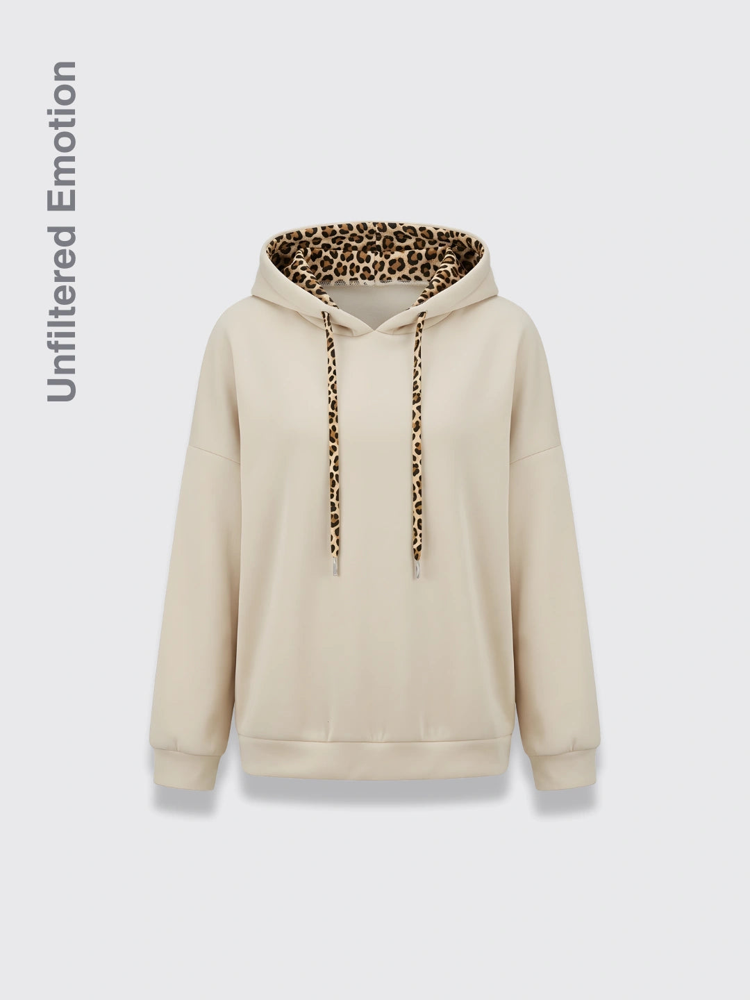 Leopard-print Patchwork Hooded Long-sleeve Sweatshirt