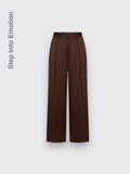 Casual-style Chic Slimming Wide-leg Pants Brown L