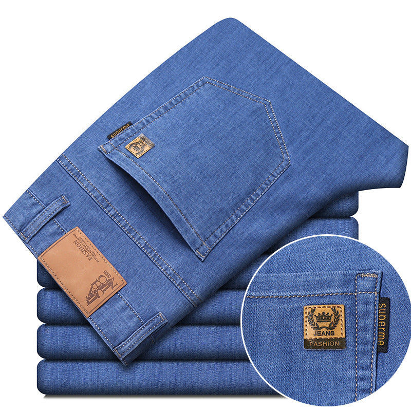 Denim Pants Loose Straight Leg Style For Middle Aged Men