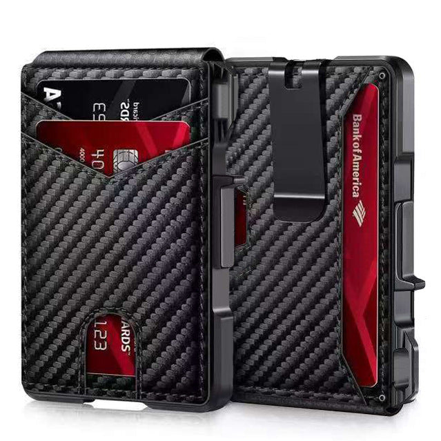 Carbon Fiber Cardholder Folding Wallet Carbon Fiber Black 110mmx78mmx20mm