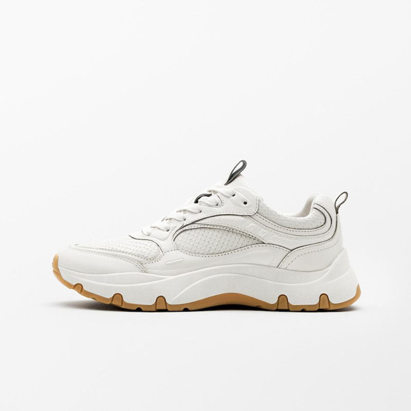 Cowhide Casual Round Toe Sneakers